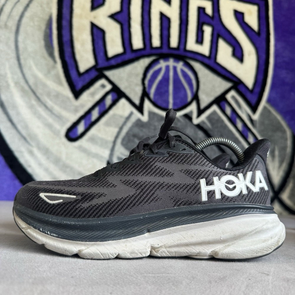 Size 8.5 - Hoka One One Clifton 9 Black White W 1127896 BWHT